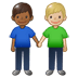 👨🏾‍🤝‍👨🏼 men holding hands: medium-dark skin tone, medium-light skin tone display on Samsung